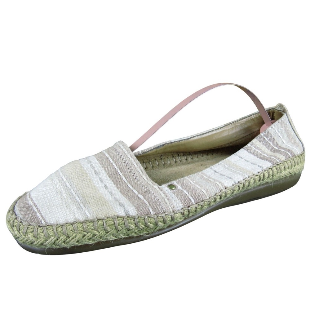 Aerosoles Solitaire Women Beige Striped Fabric Flats 6.5 Espadrille Comfort